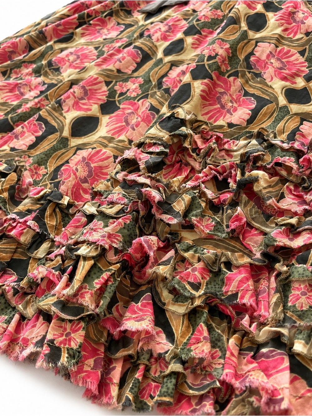 Free People The Originals Jacquard Vintage Pink And Green Floral Dress, Size 6 - Picture 4 of 7